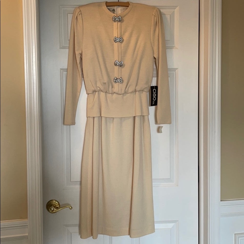 Ciao Ltd Vintage Talbots Beige Lined Knit Dress